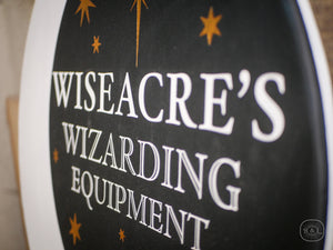Wiseacre's Wizarding Equipment shop sign